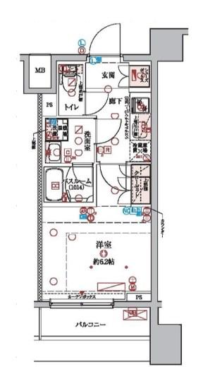 ラクラス横浜(1K/7階)の間取り写真