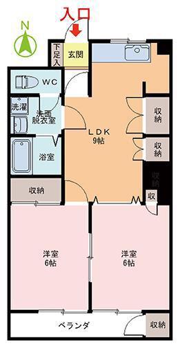 牧の島メゾンドール(2LDK/6階)の間取り写真