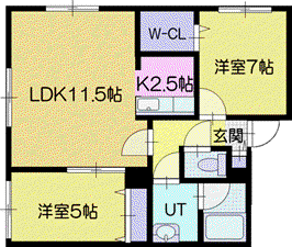 ユズDEマーブル(2LDK/2階)の間取り写真