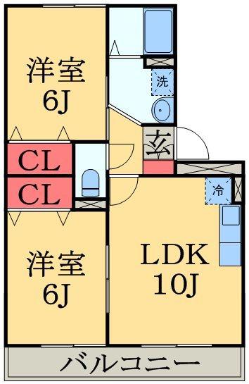 IS若葉A(2LDK/3階)の間取り写真