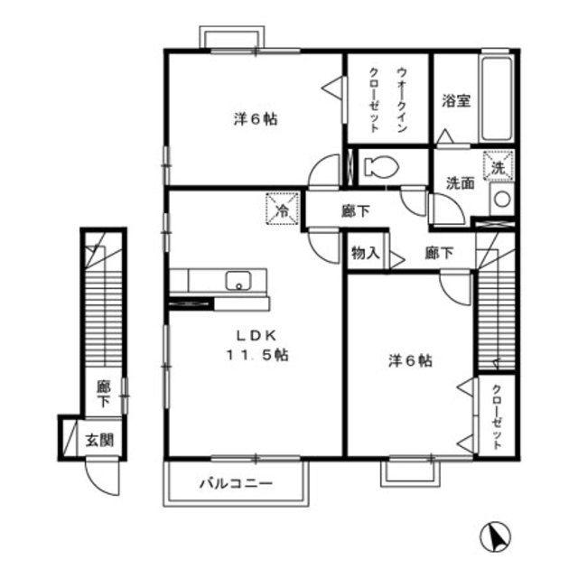 ラフィーネ(2LDK/1階)の間取り写真