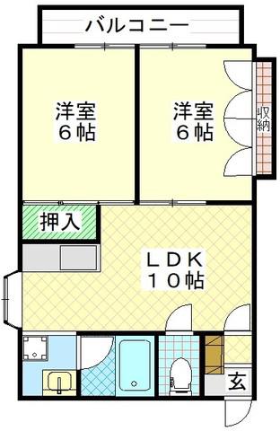 ハイツオネシス(2LDK/2階)の間取り写真