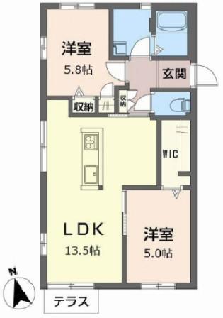 メゾン福田(2LDK/1階)の間取り写真