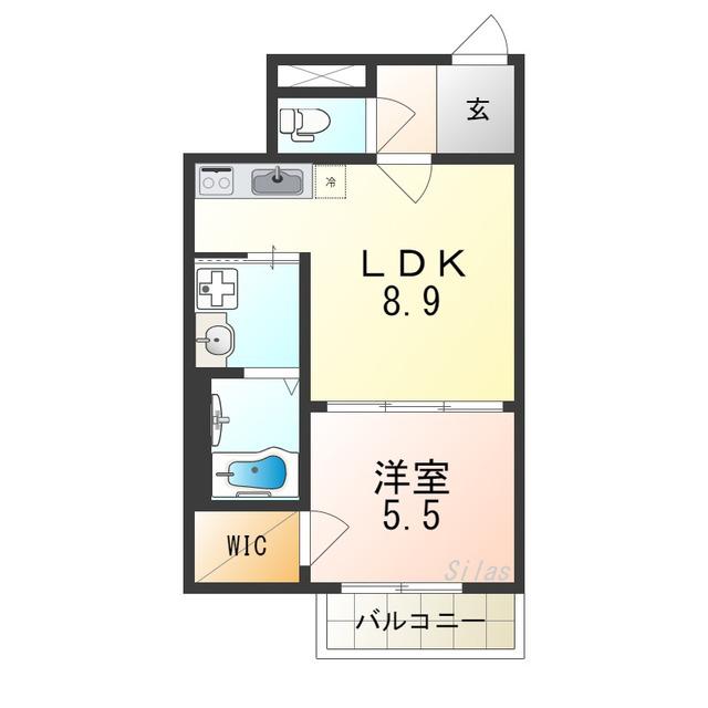フジパレス若江岩田ノース(1LDK/2階)の間取り写真