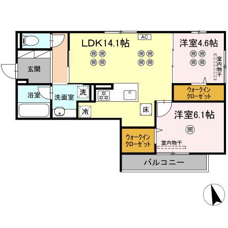 グランシャリオ(2LDK/1階)の間取り写真