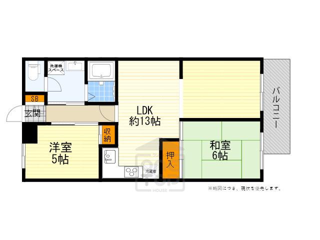 コスモハイツ上野(2LDK/1階)の間取り写真