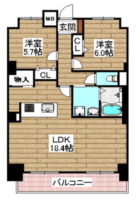 LIBRA TAKATSUKI (2LDK/13階)の間取り写真