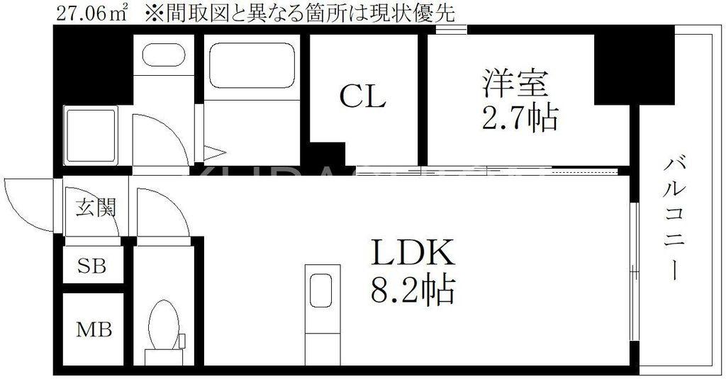 MODERN PALAZZO博多駅東(1LDK/7階)の間取り写真