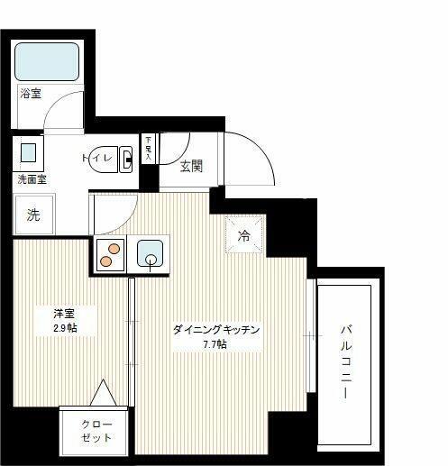 スパシエルクス亀戸(1DK/9階)の間取り写真