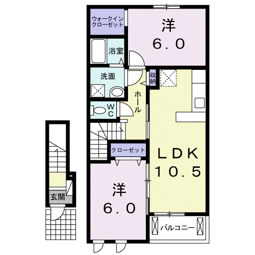 ベル アンジュB(2LDK/2階)の間取り写真
