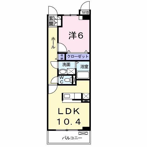 フィールド ア カラーステージ(1LDK/1階)の間取り写真