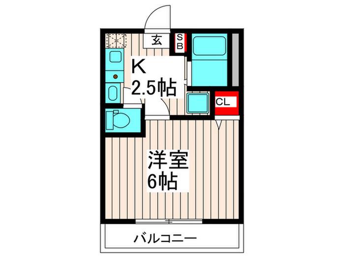 パインズ竹ノ塚(1K/2階)の間取り写真