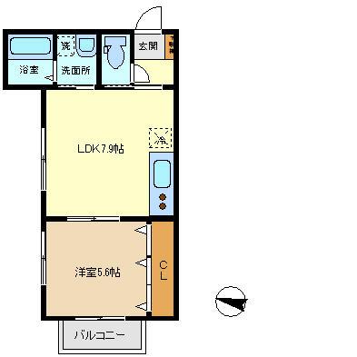 セレーナ南町田(1LDK/2階)の間取り写真