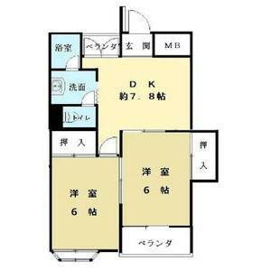 コーポ南野(2DK/1階)の間取り写真