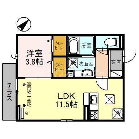 ECLAT西大宮(1LDK/1階)の間取り写真