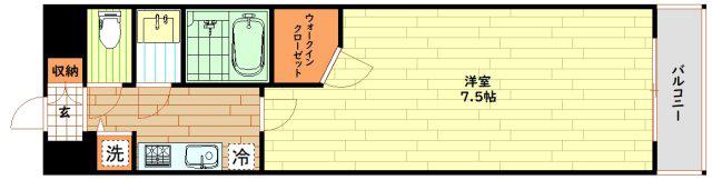 ワールドアイ難波南POLTA(1K/13階)の間取り写真