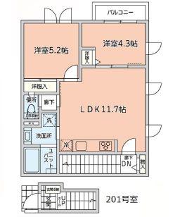 富士ハイツ(2LDK/2階)の間取り写真