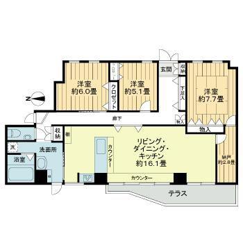 板橋区前野町5丁目佐藤ビル(3SLDK/1階)の間取り写真