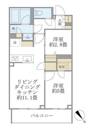 ラペルラ目黒東山II(2LDK/1階)の間取り写真