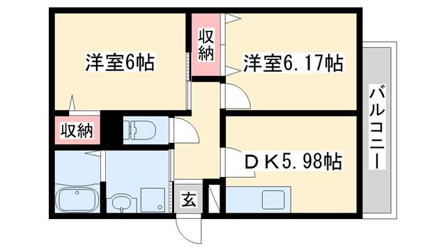 パルティーレ(2DK/1階)の間取り写真