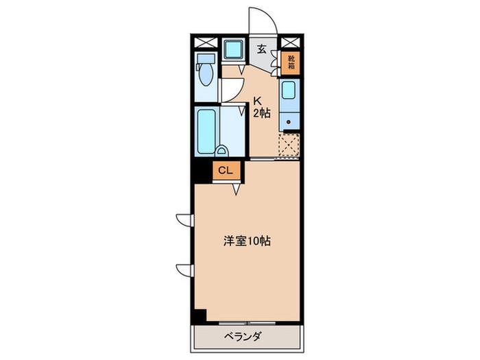 ロックハイツ栄(1K/4階)の間取り写真