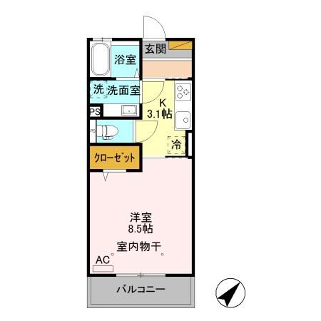 レジデンス令和(1K/3階)の間取り写真