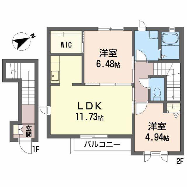 シャーメゾン花(2LDK/2階)の間取り写真