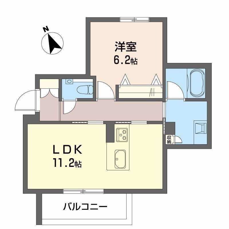 RIO COLLINA 東山(1LDK/2階)の間取り写真
