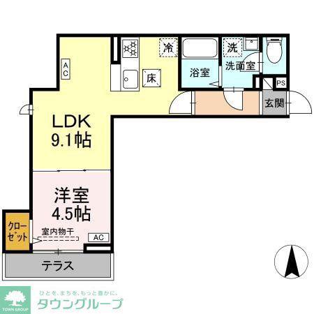 グラナーデ扇I D(1LDK/1階)の間取り写真