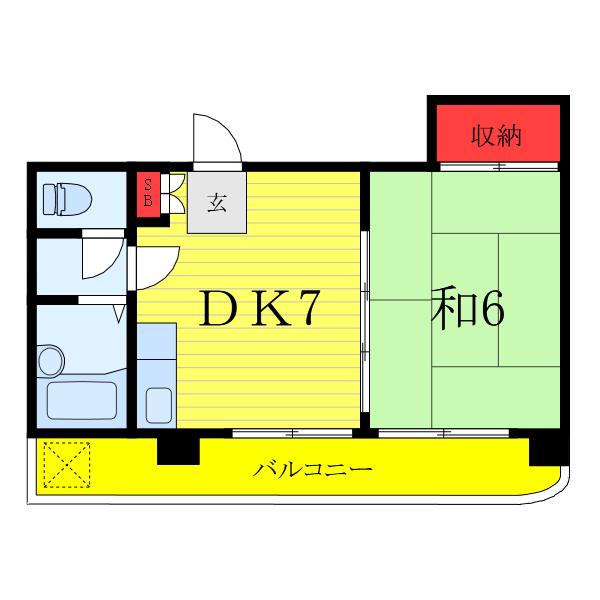 第2日の本ビル(1DK/4階)の間取り写真