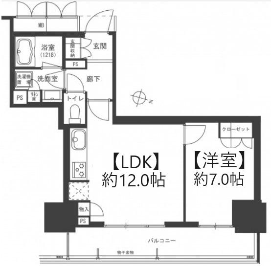 グランクロスタワー広島(1LDK/11階)の間取り写真
