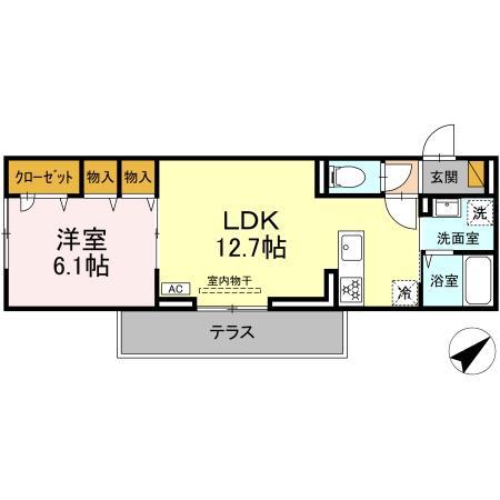 トリシア花水木(1LDK/1階)の間取り写真