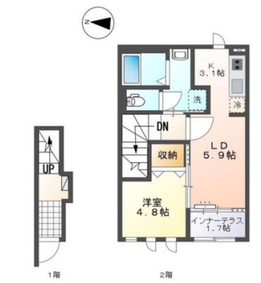 ベルマティネ(1LDK/2階)の間取り写真