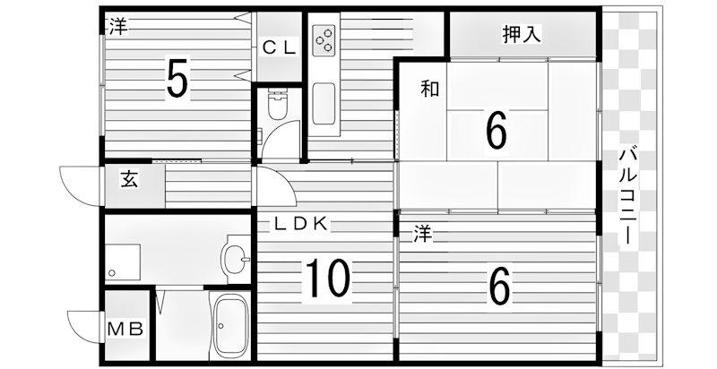 アドモリモト下畑(3LDK/4階)の間取り写真