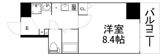 ミラージュパレス本町東レジデンス(1K/3階)の間取り写真