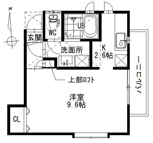 アルトデン(1K/2階)の間取り写真