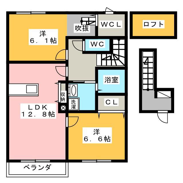 ソフィア・オリエンス(2LDK/2階)の間取り写真