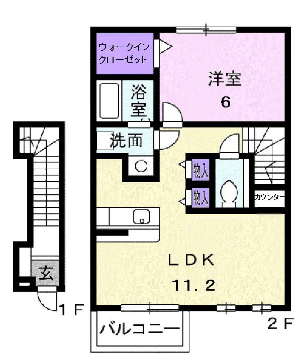 ベル フィオーレII(1LDK/2階)の間取り写真