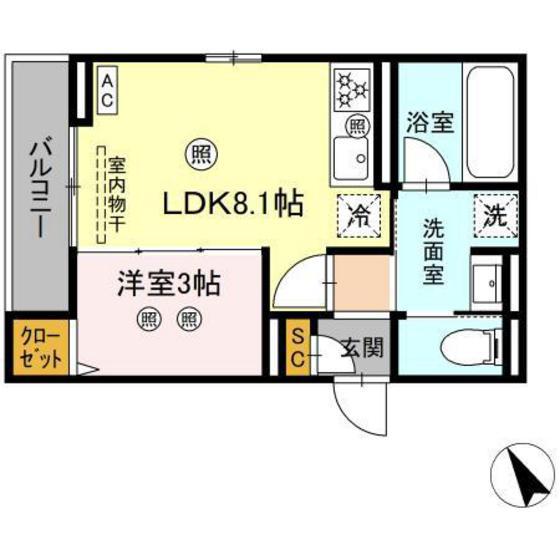 ルミエ西川口(1LDK/3階)の間取り写真