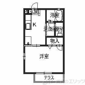 ヒルズ千里山 B棟(1K/1階)の間取り写真