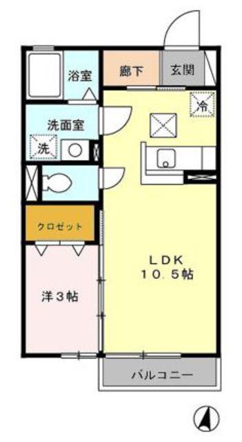 グラン セーヌII(1LDK/1階)の間取り写真