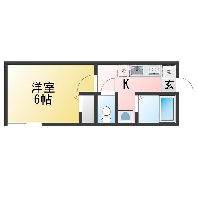 キャトルズ南矢名(1K/2階)の間取り写真
