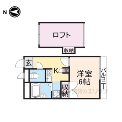 フローラ柏原(1K/2階)の間取り写真