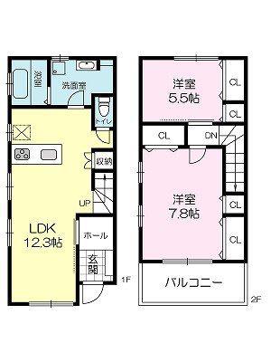 ノーブルハイツII(2LDK/1階)の間取り写真