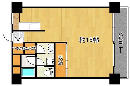 風間マンション(ワンルーム/12階)の間取り写真