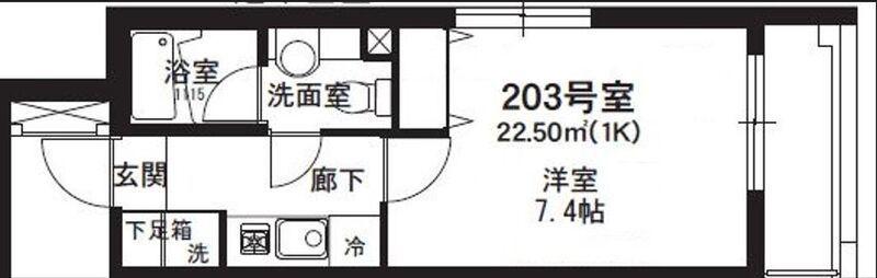 ティアラ荏田(1K/2階)の間取り写真