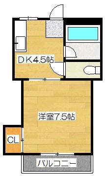 アテイン朱雀(1DK/3階)の間取り写真