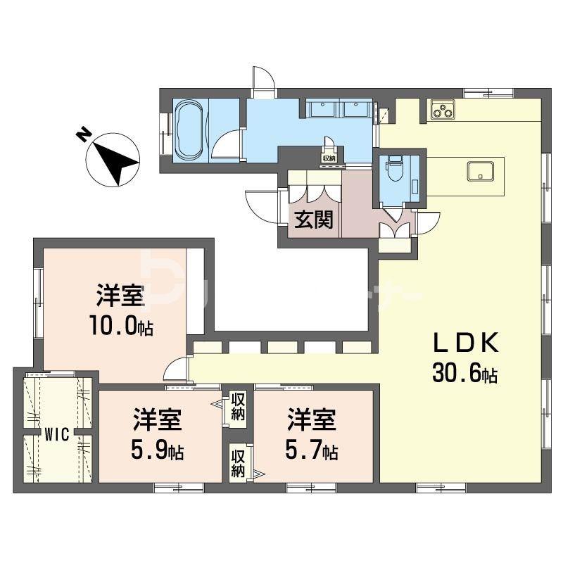 セレスト弁天(3LDK/3階)の間取り写真