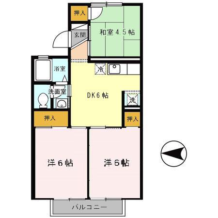 エスポワールT(3DK/2階)の間取り写真
