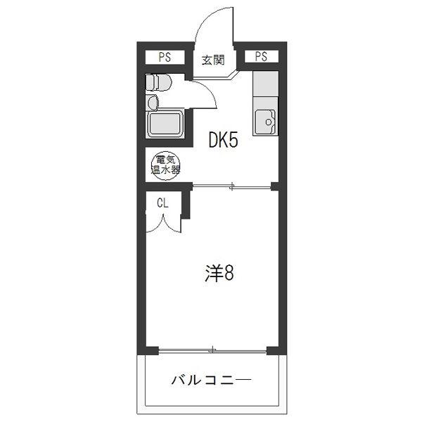 ドルフ振甫 北館(1DK/2階)の間取り写真